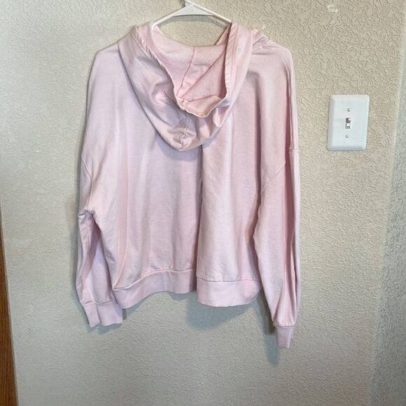 Rebellious One- Pink No Rain No Flowers Screen Print Cropped Length Hoodie, XL - Picture 6 of 6